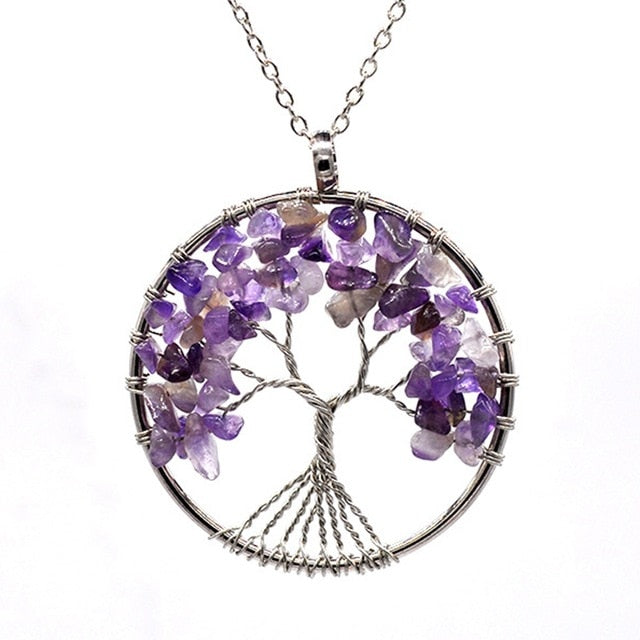 Healing Crystals Quartz Tree of Life Necklace