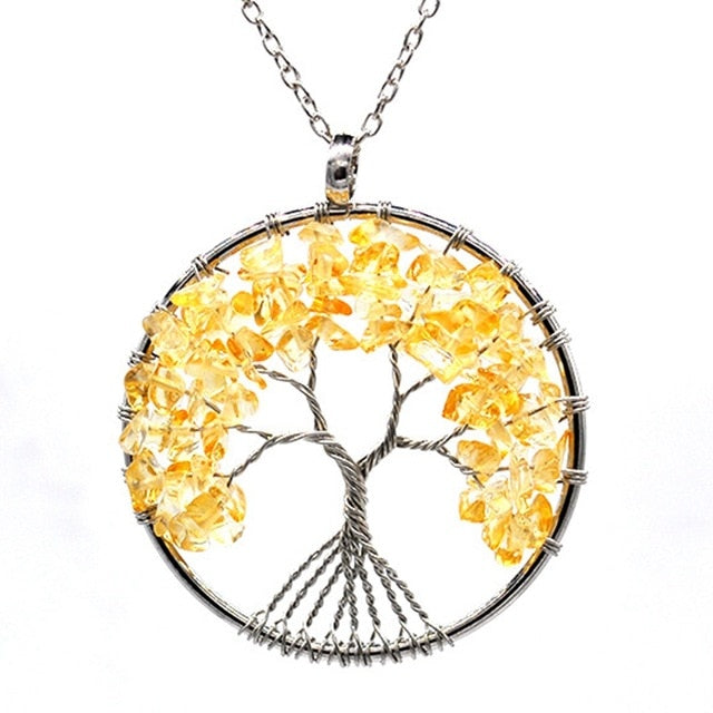 Healing Crystals Quartz Tree of Life Necklace