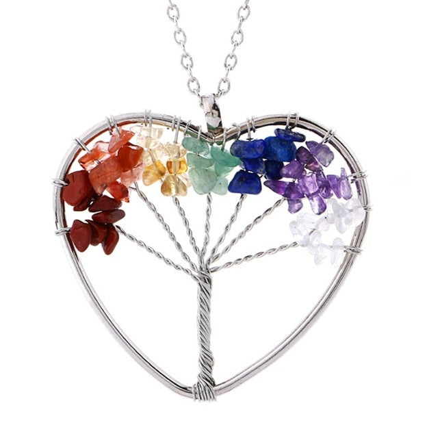 Healing Crystals Quartz Tree of Life Necklace