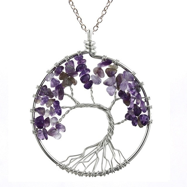 Healing Crystals Quartz Tree of Life Necklace