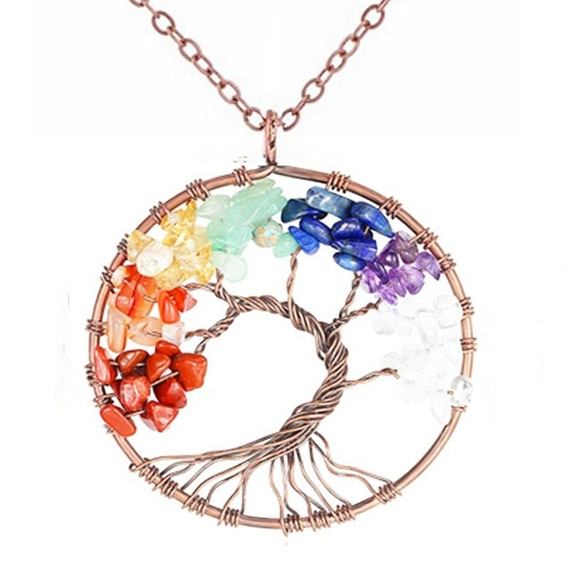 Healing Crystals Quartz Tree of Life Necklace