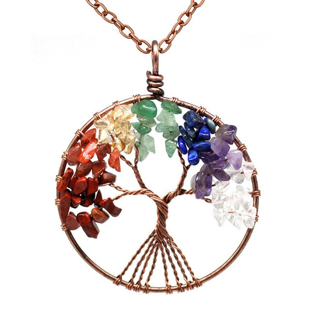 Healing Crystals Quartz Tree of Life Necklace