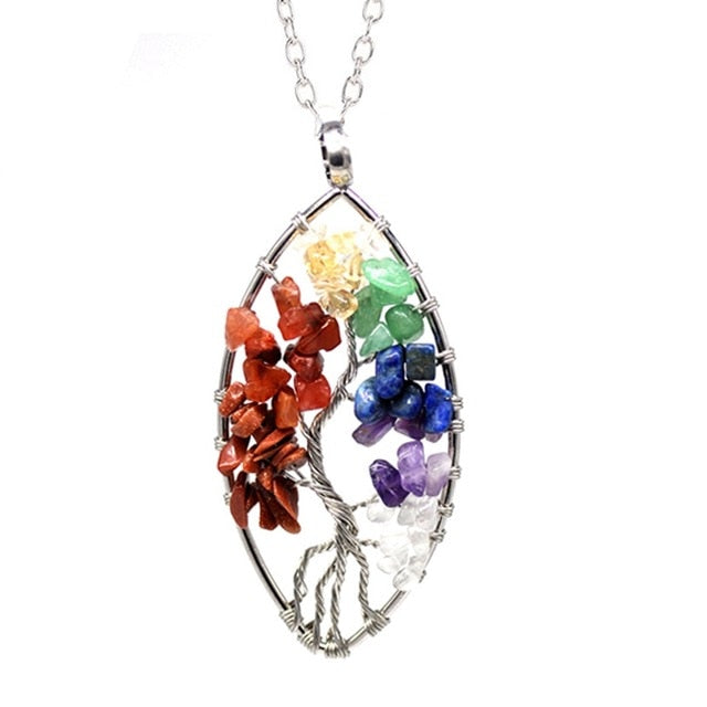Healing Crystals Quartz Tree of Life Necklace