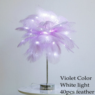 Feather Tree Table Lamp Warm White Light