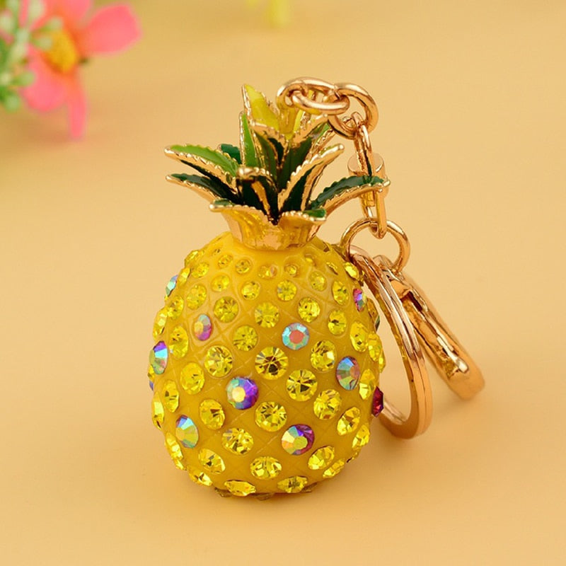 Cubic Zirconia Pineapple Keychain