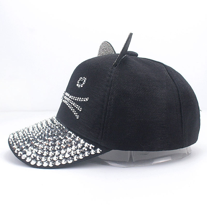 Kids Cat Rhinestone Cap Snapback