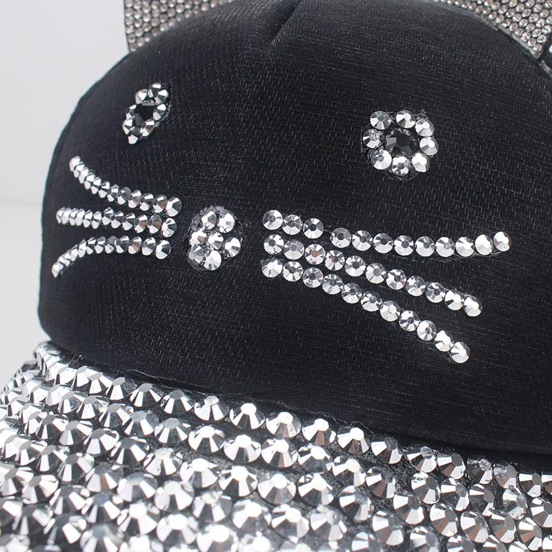 Kids Cat Rhinestone Cap Snapback