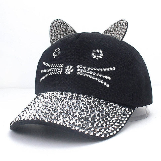 Kids Cat Rhinestone Cap Snapback