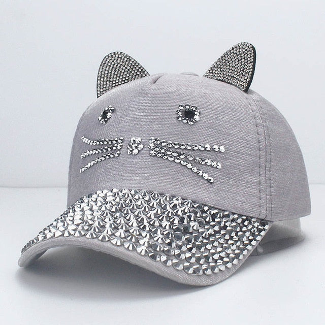 Kids Cat Rhinestone Cap Snapback