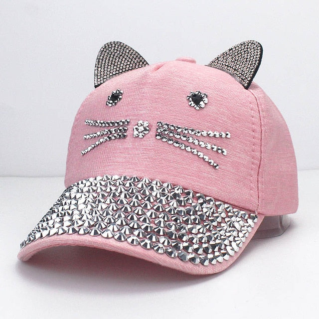 Kids Cat Rhinestone Cap Snapback