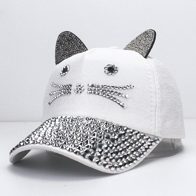 Kids Cat Rhinestone Cap Snapback