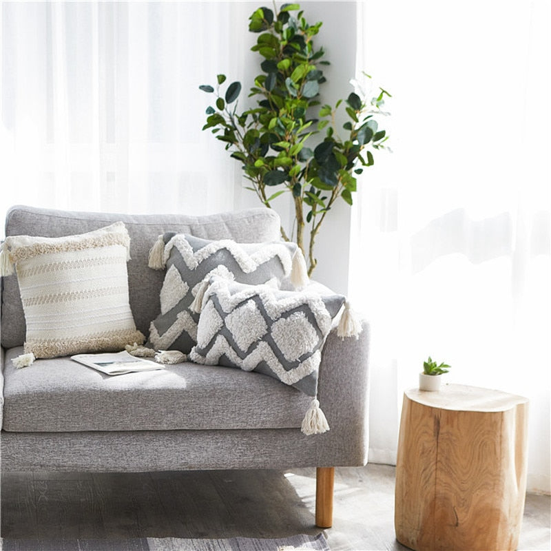45*45 Nordic Throw Tassel Pillow Cover