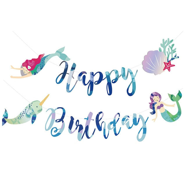 Mermaid Party Supplies Balloon Banner Decor