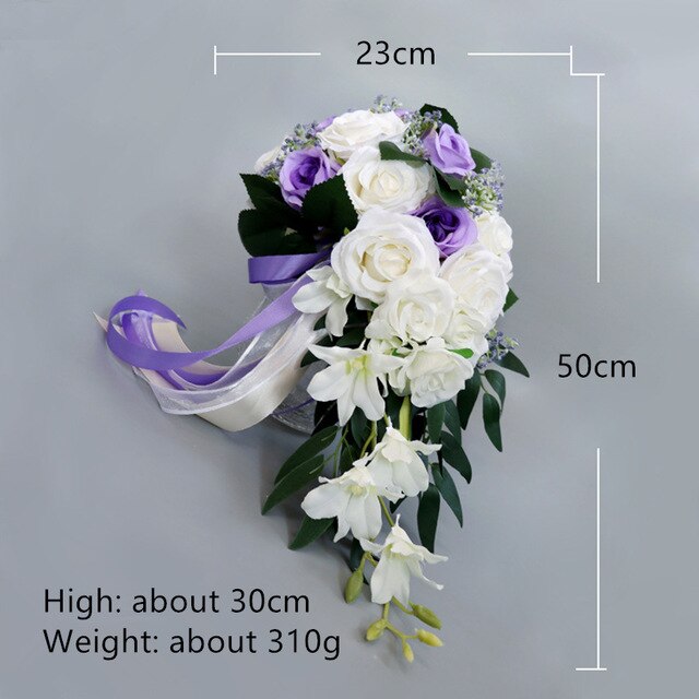 Waterfall Silk Rose Wedding Bride Bouquet