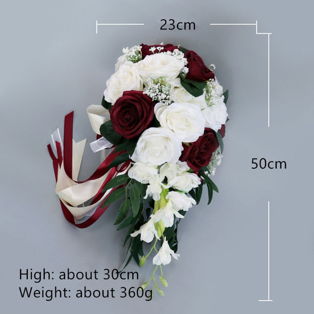 Waterfall Silk Rose Wedding Bride Bouquet