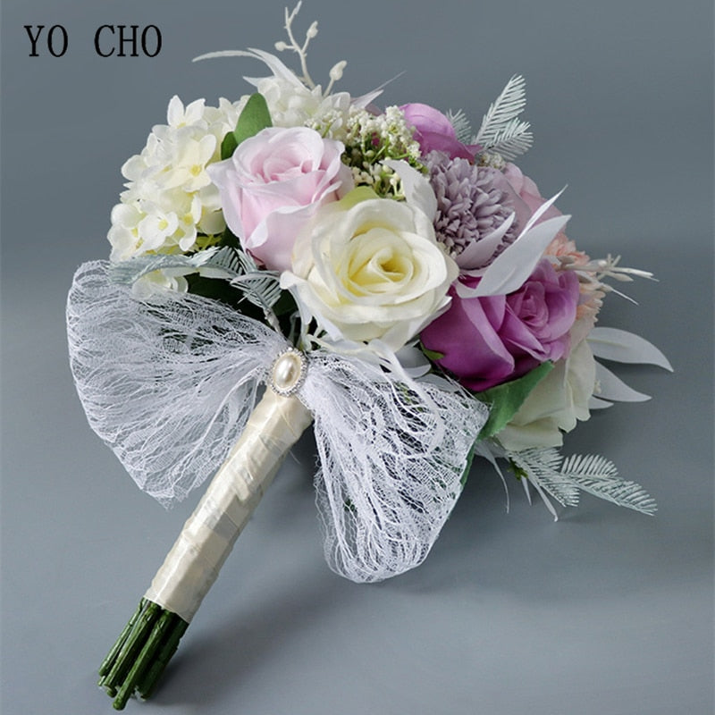 Waterfall Silk Rose Wedding Bride Bouquet