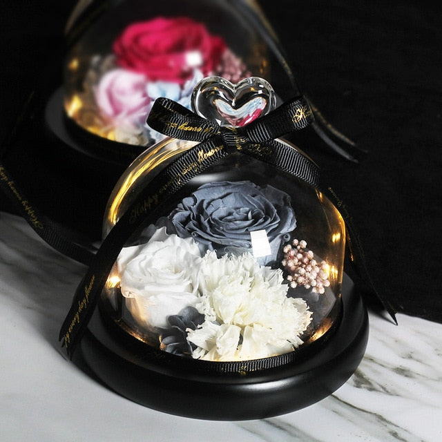 Beauty and Beast Eternal Rose Night Light Glass Dome