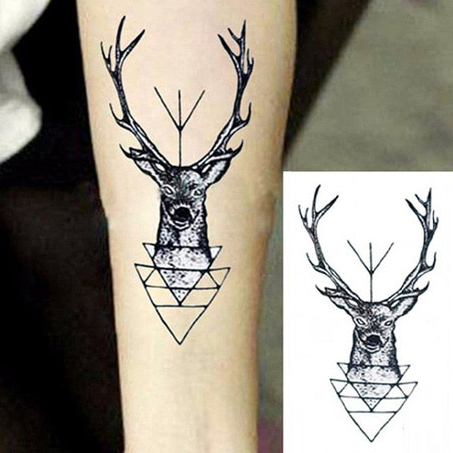 Skull Moth Rose Waterproof Temporary Tattoo