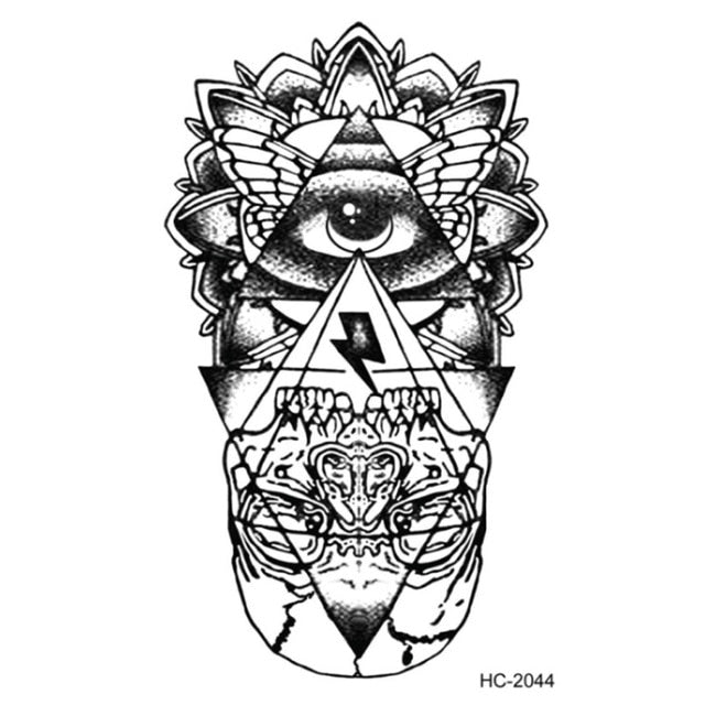 Skull Moth Rose Waterproof Temporary Tattoo