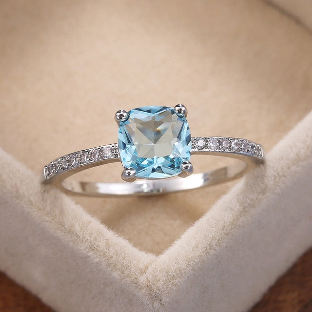 Square Stone Blue Ring