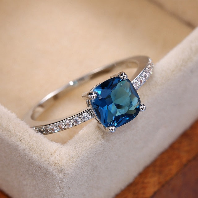 Square Stone Blue Ring