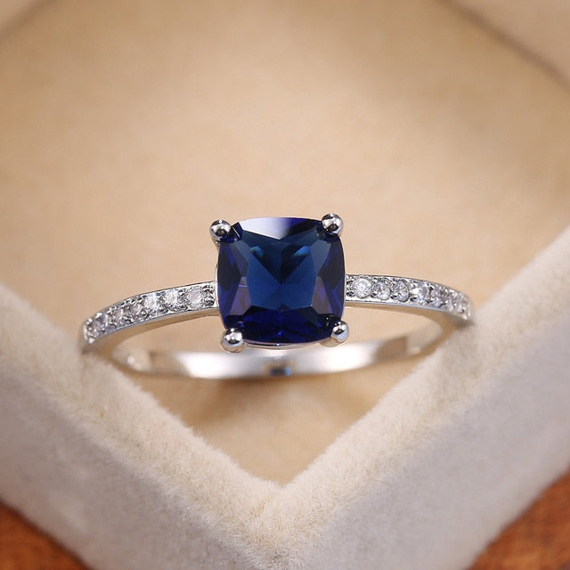 Square Stone Blue Ring