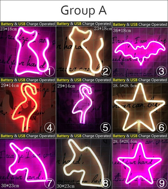 LED Neon Light Colorful Rainbow Sign Lamp Decoration Gift