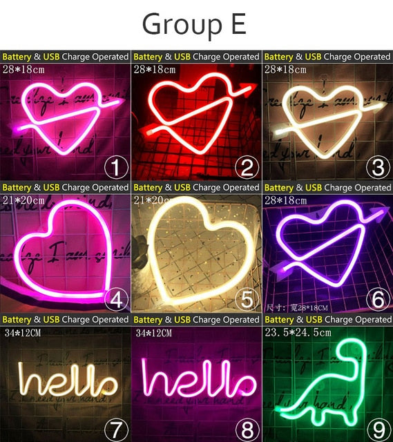 LED Neon Light Colorful Rainbow Sign Lamp Decoration Gift