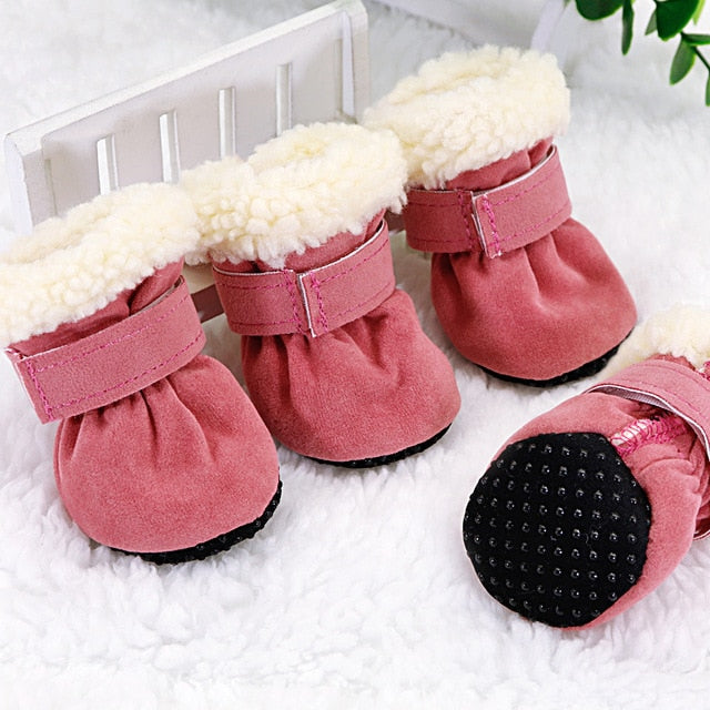 4pcs Pet Dog Shoes Winter Boots Socks Anti-slip