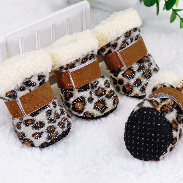 4pcs Pet Dog Shoes Winter Boots Socks Anti-slip