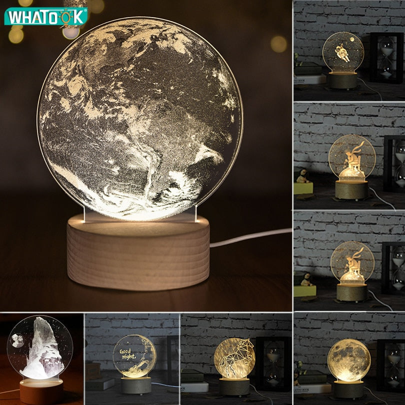 LED 3D Moon Night Light Unicorn Lamp