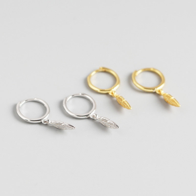 Feather Stud Earrings Genuine 925 Sterling Silver
