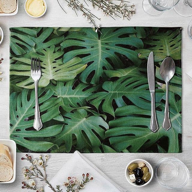 1 Pcs Green Leaf Placemat