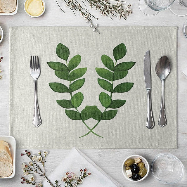 1 Pcs Green Leaf Placemat