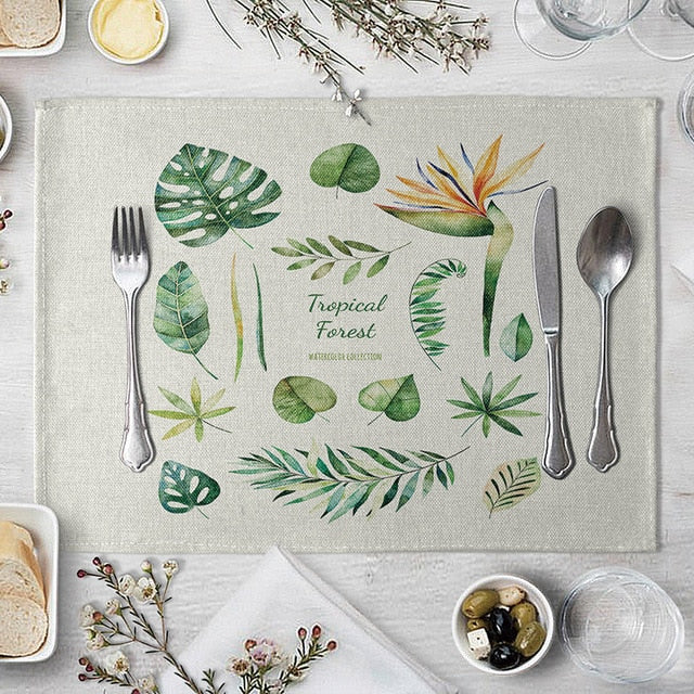 1 Pcs Green Leaf Placemat