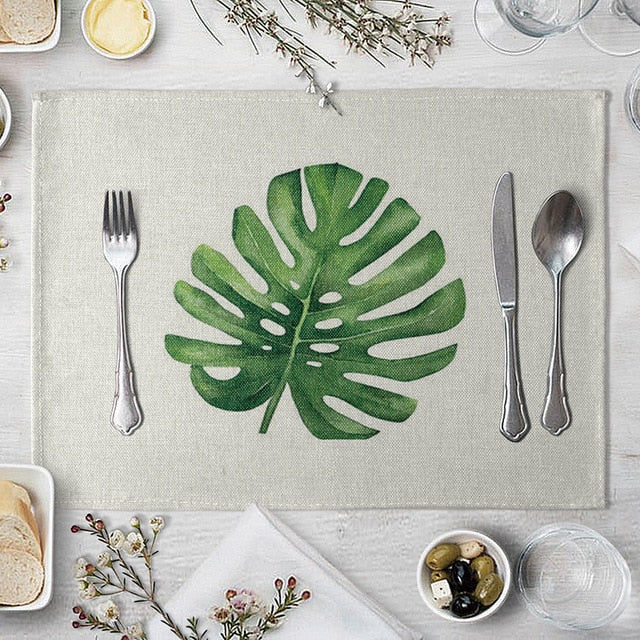 1 Pcs Green Leaf Placemat