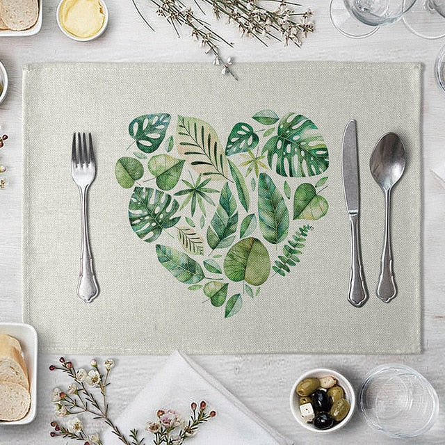 1 Pcs Green Leaf Placemat