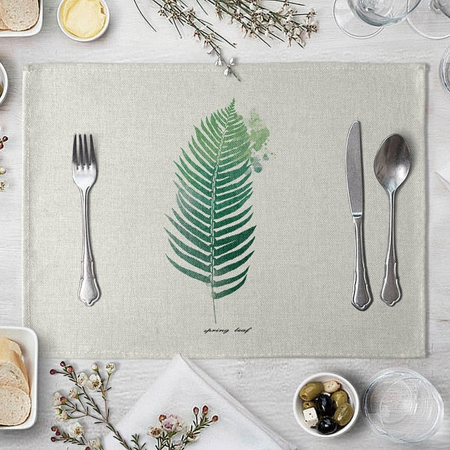 1 Pcs Green Leaf Placemat