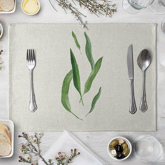 1 Pcs Green Leaf Placemat