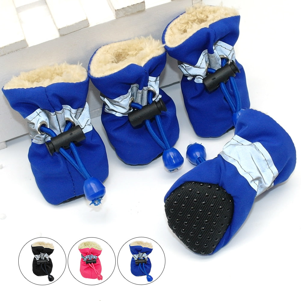 4pcs Rain Winter Pet Dog Boots Shoes Anti-slip