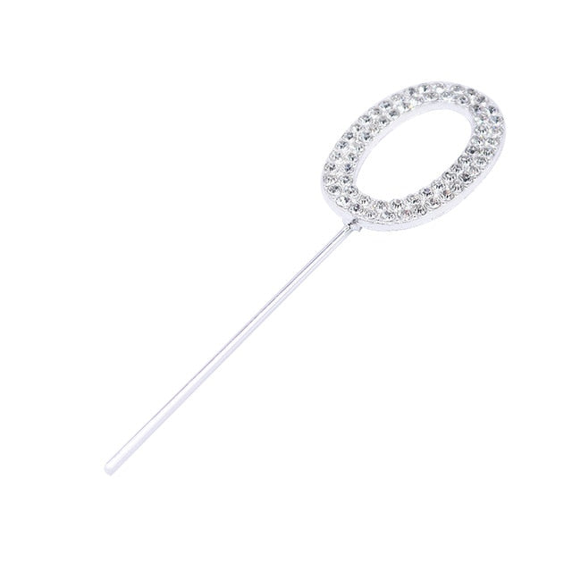 Glitter Alloy Rhinestone Number Cake Toppers Decorations