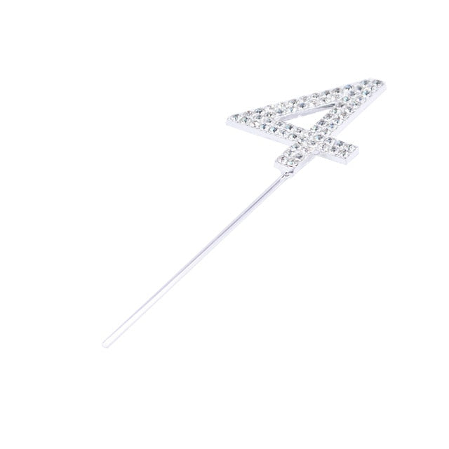 Glitter Alloy Rhinestone Number Cake Toppers Decorations
