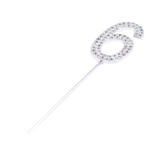 Glitter Alloy Rhinestone Number Cake Toppers Decorations