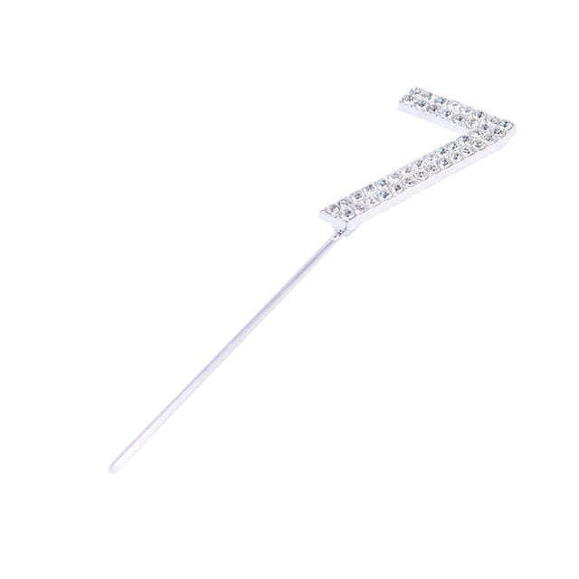 Glitter Alloy Rhinestone Number Cake Toppers Decorations