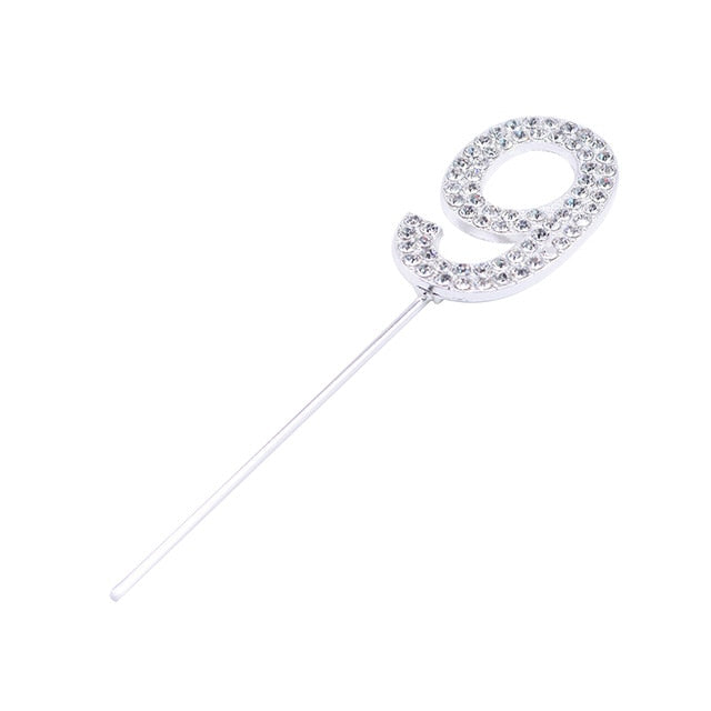 Glitter Alloy Rhinestone Number Cake Toppers Decorations
