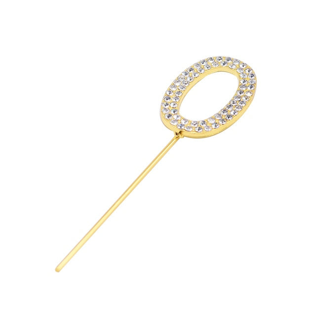 Glitter Alloy Rhinestone Number Cake Toppers Decorations