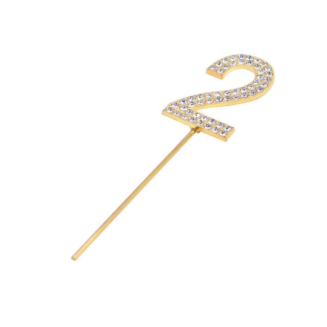 Glitter Alloy Rhinestone Number Cake Toppers Decorations
