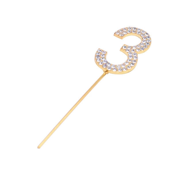 Glitter Alloy Rhinestone Number Cake Toppers Decorations