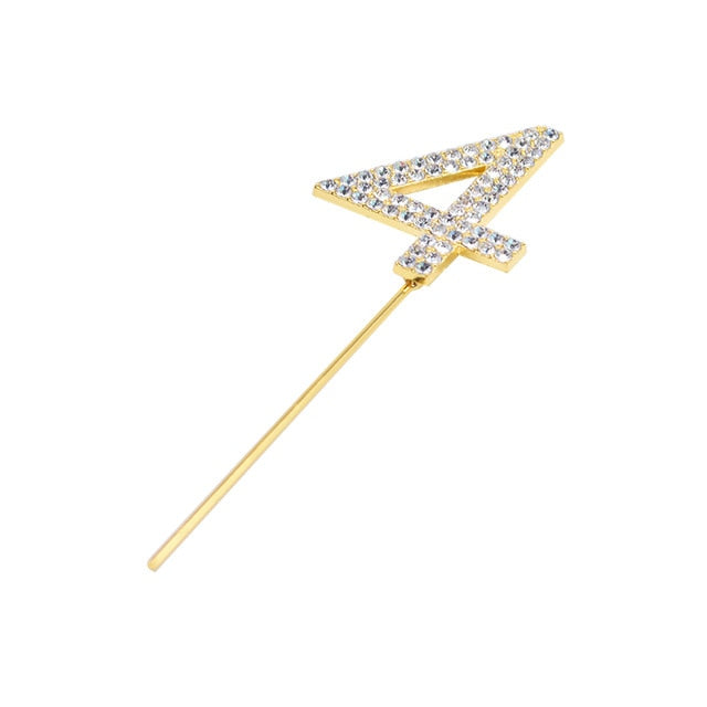 Glitter Alloy Rhinestone Number Cake Toppers Decorations