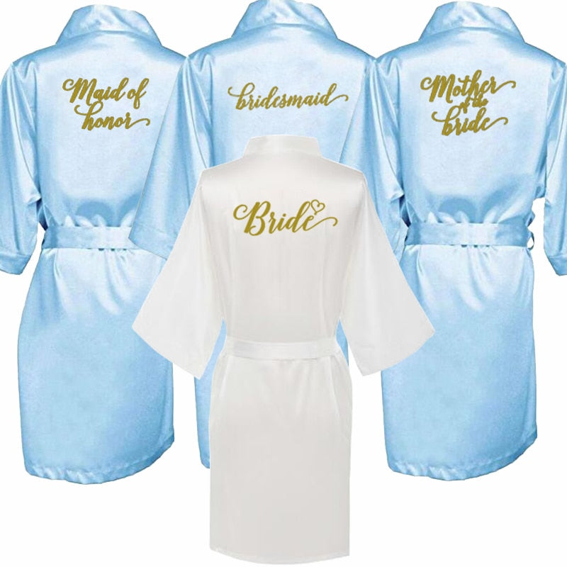 Bridal Party Wedding Satin Silk Robe Bathrobe Kimono
